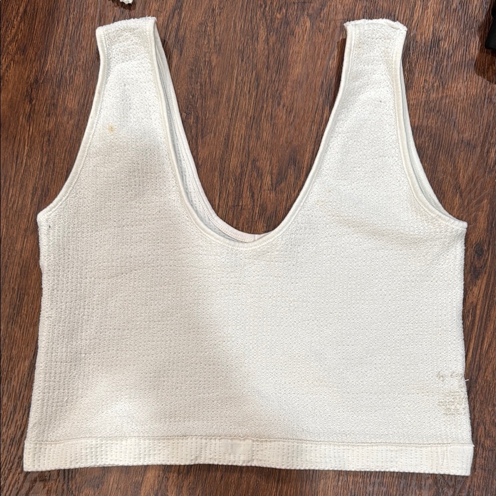 Cream Textured Sleeveless Top